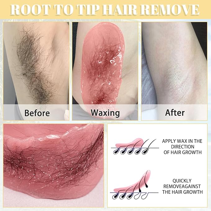 Wax Beads for Hair Removal - 2.2 lb / 10 * 100g Waxing Beads Bag at Home for Sensitive Skin Women - Hard Wax Beads with 20 sticks, Bikini Brazilian Body Face