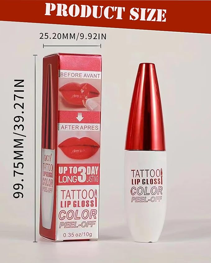 Peel Off Lip StainTattoo Lip Gloss,2 Pcs Pink Nude Red Matte Lip Liner Stain Peel Off Waterproof Long Lasting,Highly Pigmented Transfer-Proof Non-Stick Tinted Liquid Lipstick Makeup for Women-01+02