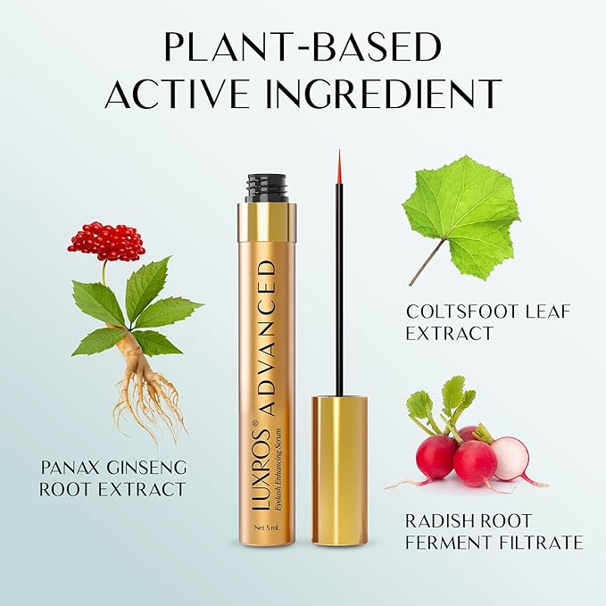 Eyelash Growth Serum 5 mL: Get Thick, Strong Lashes in Just 3-4 Weeks with Our Plant-Based Eyelash Growth Serum - No Parabens - Made in USA