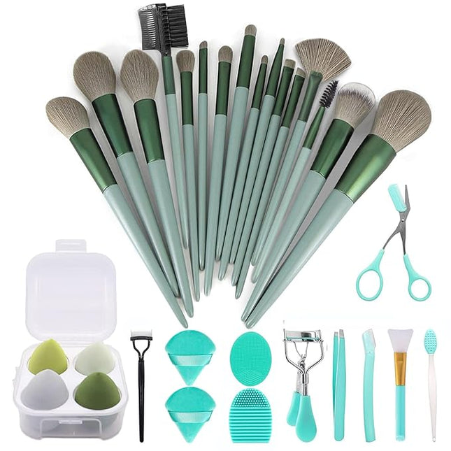 Makeup Brushes 30 Pcs Makeup Kit,Foundation Brush Eyeshadow Brush Make up Brushes Set (Green, 30 Piece Set)