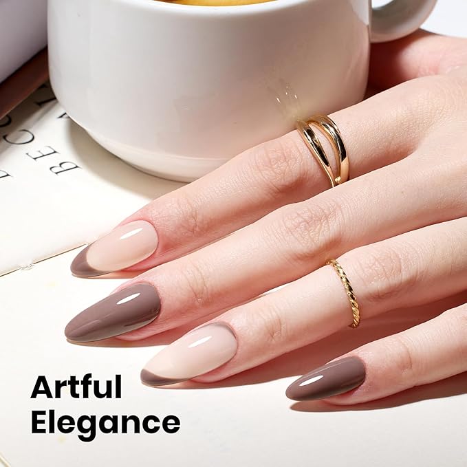 Beetles Brown Gel Nail Polish - 15ML Hema-Free Grey Brown Color Nail Polish Long-Lasting High Gloss Soak Off Latte Routine Uv Gel Polish Color Bottle Salon 0.51 Fl Oz