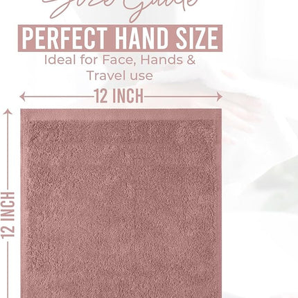 DAN RIVER 12 Pack Wash Cloths for Showering [12x12] - 100% Cotton Washcloths Premium Quality Flannel Face Cloths for Bathroom, Highly Absorbent and Soft Feel Wash Clothes, Dusty Pink