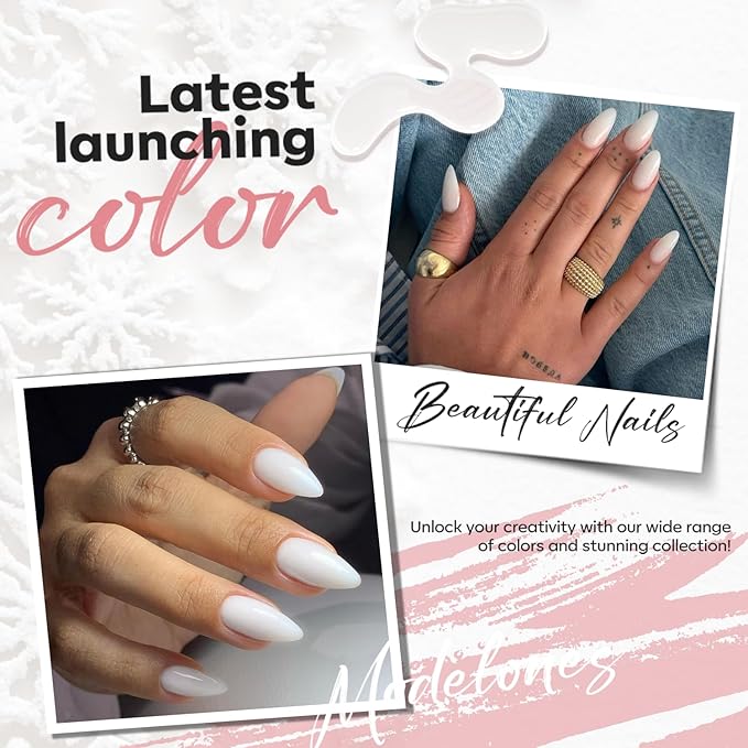 modelones Milky White Nail Polish, 15 ml Jelly Milky White Sheer Clear Nail Polish, Quick Dry Nail Lacquer Strengthener Long Last Nail Art DIY Manicure Gift for Women Girls 0.5 Fl Oz