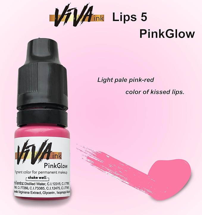 Lip Pigment – Permanent Lip Makeup – Microblading Ink for Durable and Colorful Lips – Long Lasting Color Lip Cosmetics (0.2 oz) (PinkGlow)
