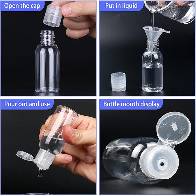 TrendBox 12 Pack Plastic Empty Bottles with Flip Cap for Shampoo, Lotions, Liquid Body Soap, Cream (1 oz / 30 ml)