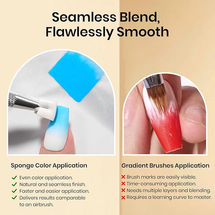 Beetles 150Pcs Soft Nail Sponges for Ombre, White Nail Sponge with Grabbing Pen, Blooming Nails Art Brushes, Gradient Manicure DIY Tools, Professional Accessories Supplies for Home and Salon Use