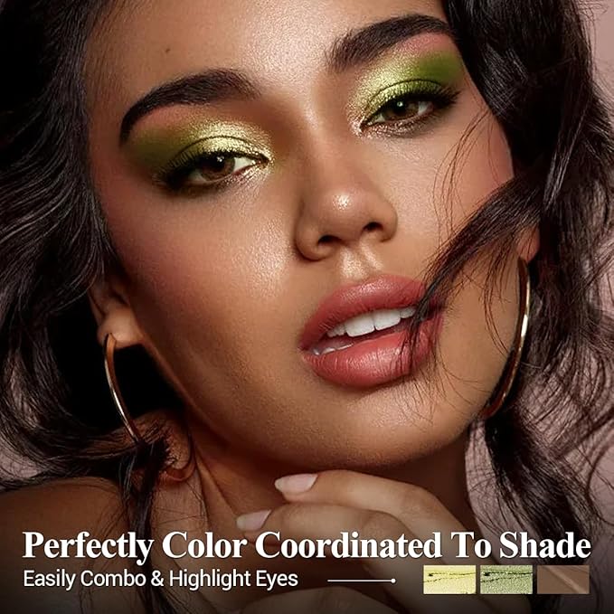 6PCS Cream Eyeshadow Stick Makeup Sets,Green Eye Pencil, Metallic And Matte Shimmer Eye Shadow Eye Brightener Stick Pencil Crayon, C01-Fireflies Light