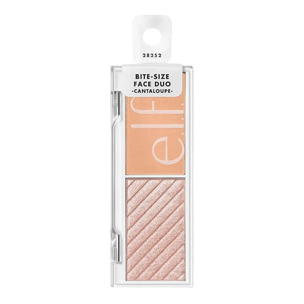 e.l.f. Cosmetics Bite-Size Face Duo, Highlighter, Bronzer & Blush Palette, Highly Pigmented, Cantaloupe, 0.049 Oz (1.4g), 0.049 ounces