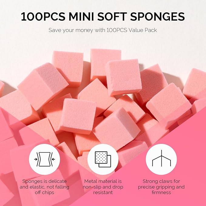 MelodySusie Soft Nail Sponges for Ombre & Gradient Nails, Professional Manicure Tools with Grabbing Pen, Salon Accessories
