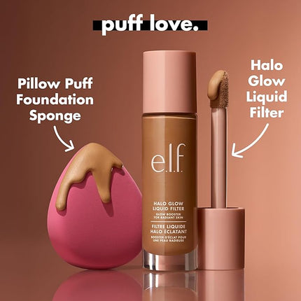 e.l.f. Pillow Puff Foundation Sponge, Bouncy, Ultra-Soft Foam Makeup Sponge For Liquid Foundation, Creates An Airbrushed Finish, Vegan & Cruelty-Free