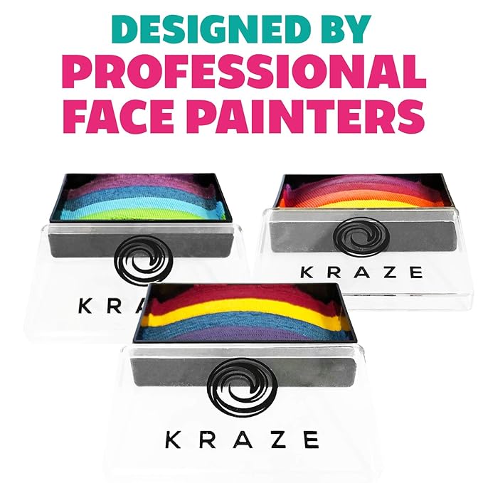 Kraze FX Dome Stroke - Viola by Linnea (25 gm), Professional 1-Stroke Split Cake, Hypoallergenic, Non-Toxic, Water Activated Face & Body Painting Makeup Supplies for Kids Safe Adults