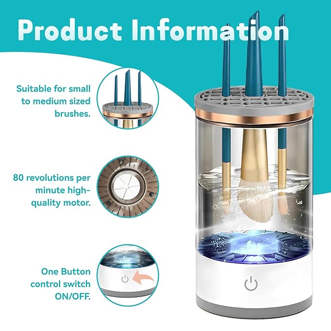 Electric Makeup Brush Cleaner - Portable Compact Design for Travel Home Use - Professional Makeup Brush Cleaning Machine - Automatic Makeup Brush Cleaner (pink)