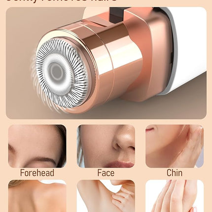 Eyebrow & Facial Hair Removal for Women: 2 in 1 Rechargeable Eyebrow Trimmer & Face Shaver, Painless Electric Facial Eye brow Razors Epilator with Built-in LED Light -Perfect for Face, Lips & Body