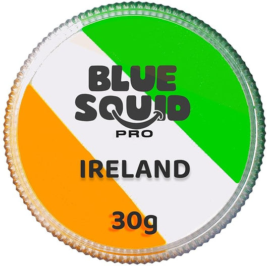 Blue Squid Face Paint Water Based Single Cake Professional Face & Body Paint - Water Activated, Kids Adults Face Painting for Costume, Halloween Makeup, Cosplay - Green, White, & Orange Face Paint 30g