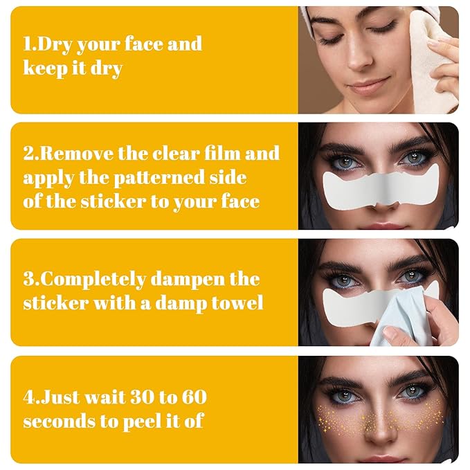 Glitter Freckles Face Tattoo, 10PCS Gold Glitter Freckles, 2 Styles Body Face Glitter for Women Girls, Cute Star Waterproof Glitter Makeup Patches, Country Concerts Singer Festival Rave Accessories