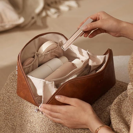 EACHY Travel Makeup Bag,Large Capacity Cosmetic Bags for Women,Waterproof Portable Pouch Open Flat Toiletry Bag Pattern Makeup Bag