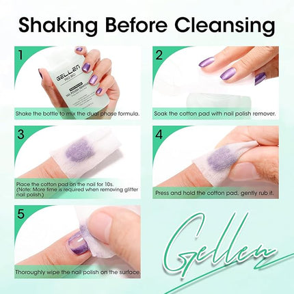 Gellen Nail Polish Remover, Acetone Free Non Toxic Nail Polish Remover for Air Dry Nail Polishes, Jasmine Scent Healthy Natural Fingernail Polish Remover with Easy Push-down Pump, 6.09 Fl Oz