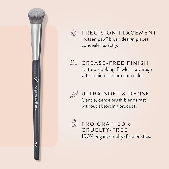 BK BEAUTY BRUSHES - ANGIE HOT & FLASHY A506 CONCEALER - Viral "Kitten Paw" Face Brush - Under-Eye Concealing and Contouring - Makeup Brushes