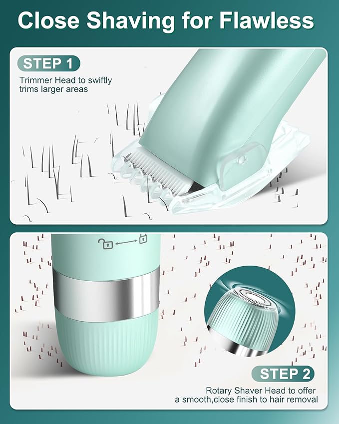 Electri Razors for Women, 2 in 1 Bikini Trimmer for Women Painless Bikini Shaver for Bikini, Underarm, Legs, Arms Waterproof, USB Rechargeable Facial Hair Trimmer