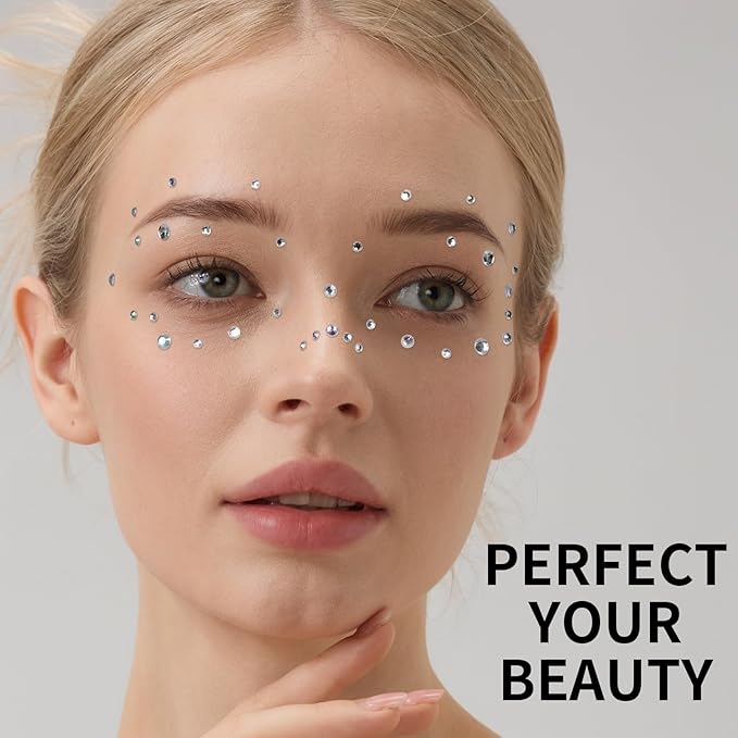Teenitor 4th of July Star Face Gems, Self Adhesive Face Jewels For Women, Gem Stickers Face Rhinestones, Star Rhinestone Stickers 4th of July Accessories for Face, Body, Hair