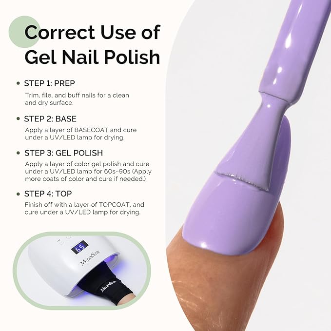MelodySusie Hema Free Gel Nail Polish, 0.5 Fl Oz Thick Light Wisteria Purple Gel Polish, Non-Toxic, Long Lasting, Soak Off UV Nail Polish, Manicure Nail Design Salon DIY Nail Art at Home K0802