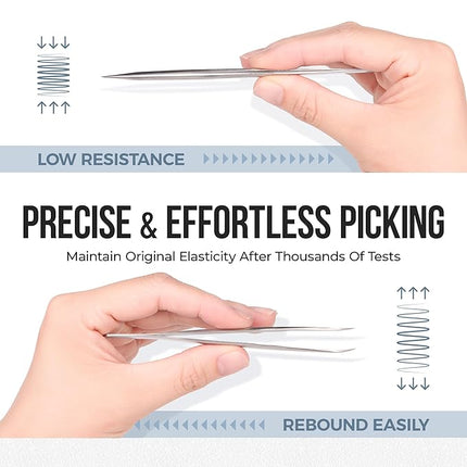 LASHVIEW Lash Tweezer, Vetus Curved Eyelash Tweezers for Profissional Grafting Eyelash Extension, Stainless Steel Needle Nose Tweezers for Lash Extension Stickers Precision Electronics, ST15