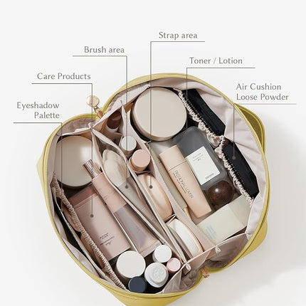 EACHY Travel Makeup Bag,Large Capacity Cosmetic Bags for Women,Waterproof Portable Pouch Open Flat Toiletry Bag Pattern Makeup Bag