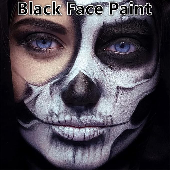 Go Ho Black Face Paint Washable for Halloween Makeup,Water Based Black Raven Makeup Face Paint,Creamy to Gel Body Paint Palette for Adults Children SFX Cosplay Costumes Festivals,25g