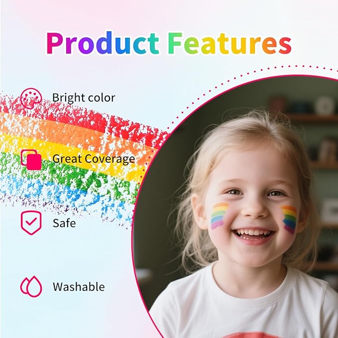 Depvision Rainbow Face Paint 3 pack FOR LGBTQ+ Large Size Pride Face Paint LGBT Pride Flag Color Face Paint Stick Face Paint Makeup Rainbow Body Markers for Events Gay Pride Day Celebrations Party