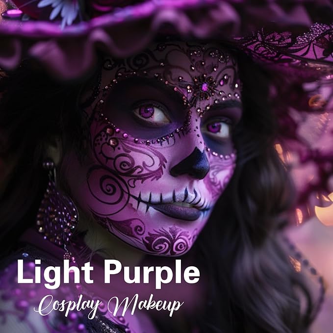 BAD COLOR Light Purple Face Paint Stick, Cream Lavender Periwinkle Eye Black, Sweatproof Waterproof for Sports Violet Lilac Halloween SFX Ursula Cosplay Costume Makeup