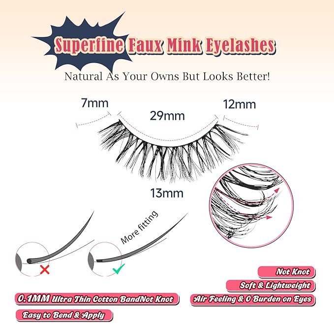 Wispy Cat Eye Lashes Natural Look Short Eyelashes C Curl Eye Lash Pack Siligli
