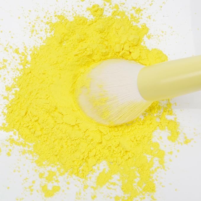 5pcs Yellow Face Makeup Brush Set – Mimic Natural Wool Synthetic Bristles, Non-Slip Rubber Handles – Cruelty-Free, Travel-Friendly Make up Brushes– Perfect for Contouring, Setting & More