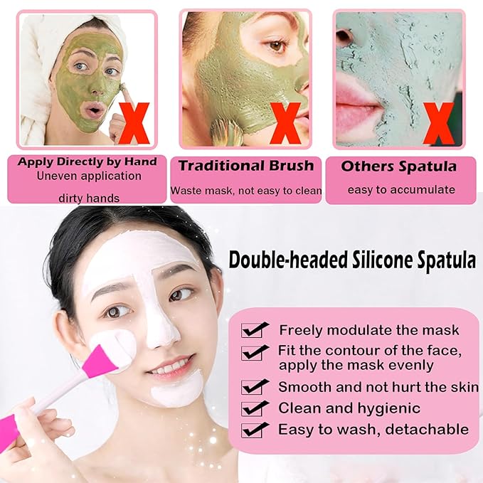 Mask Applicator Silicone Face Brush Face Mud Cream,Clay Mask,DIY,Modeling Mask Brushes DIY Mud Mixing Spatula Double-end Handheld Scoop Skin Care Make up Foundation Gel Cosmetic Tool