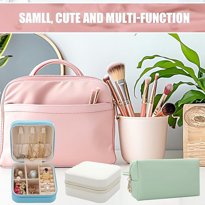 Bridesmaid Proposal Gifts Letter Cosmetic makeup bag bulk for Wedding Party Favors Bachelorette party decorations Toiletry Organizer Bag Makeup Case Gift (8, White&Sage Green)