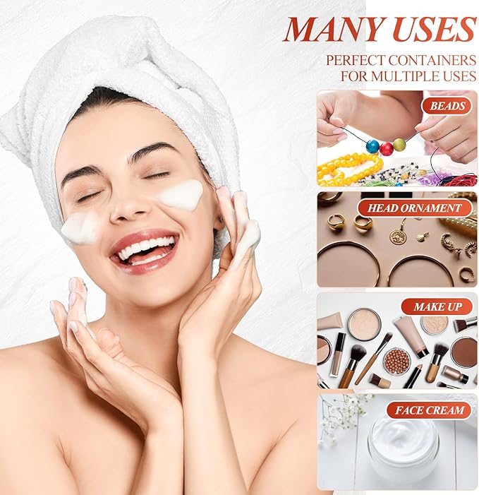 SATINIOR 24 Pieces Empty Clear Plastic Jars with Lids Round Storage Containers Wide-Mouth for Beauty Product Cosmetic Cream Lotion Liquid Butter Craft and Food (Black Lid, 1 oz)