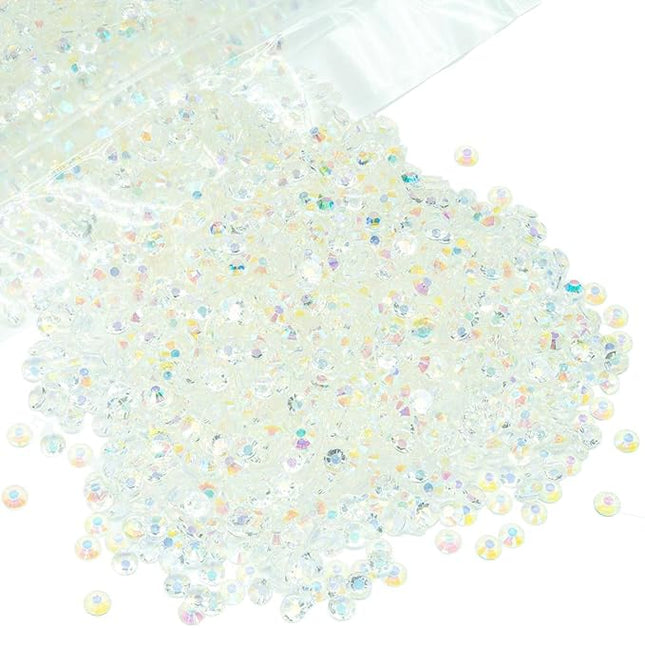qiipii 18000PCS 3mm Transparent AB Resin Rhinestones Clear White AB Flatback Jelly Resin Rhinestones Bulk SS10 Non-Hotfix Stones Diamonds Crystals Gems for Mugs Tumblers Bottles DIY Crafts Decoration