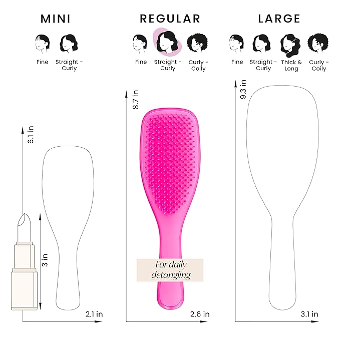 Tangle Teezer Ultimate Detangler Brush for Wet & Dry Hair, Eliminates Knots & Reduces Breakage for All Hair Types, Runway Pink