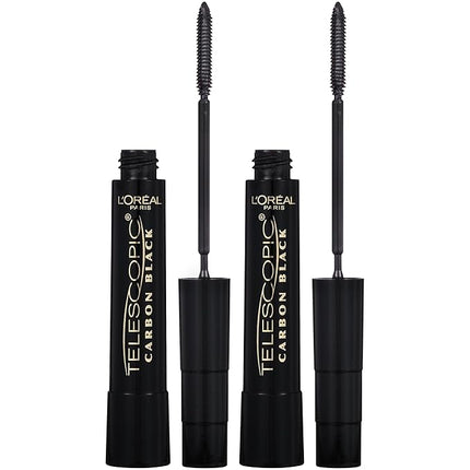 L’Oreal Paris Makeup Original Telescopic Mascara, Separating Mascara Volume and Length Formula, Washable, Carbon Black, 0.27 Fl Oz., 2 Count