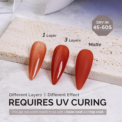 MelodySusie Rust Red Gel Nail Polish,0.5fl oz Nails Soak Off UV LED Red Brown Gel Polish Gift for Women Nail Art Manicure Salon DIY Nail Design Decoration at Home-1745