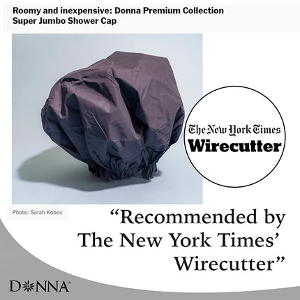 DONNA Super Jumbo Shower Cap – Comfortable Elastic Band, 100% Waterproof Hair Cap for Long Hair, Braids & Thick Styles, Reusable Big Shower Cap for Women, Keeps Hair Dry & Protected, PINK