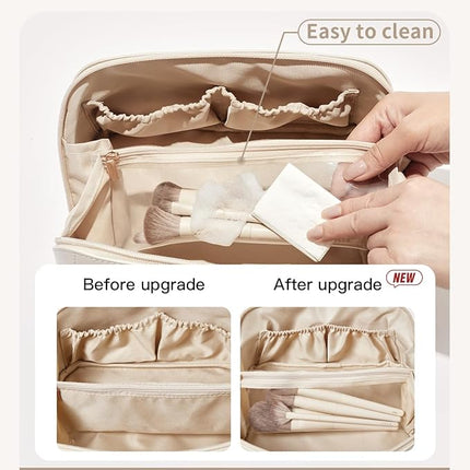 EACHY Travel Makeup Bag,Large Capacity Cosmetic Bags for Women,Waterproof Portable Pouch Open Flat Toiletry Bag Pattern Makeup Bag