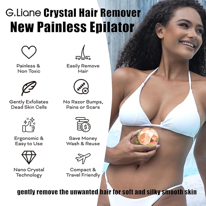 Crystal Hair Eraser,Painless Nano Hair Remover Exfoliation,Gentle and Efficient Glass Hair Removal Device Without Waxing,Natural Epilator for Women and Men(Gold)