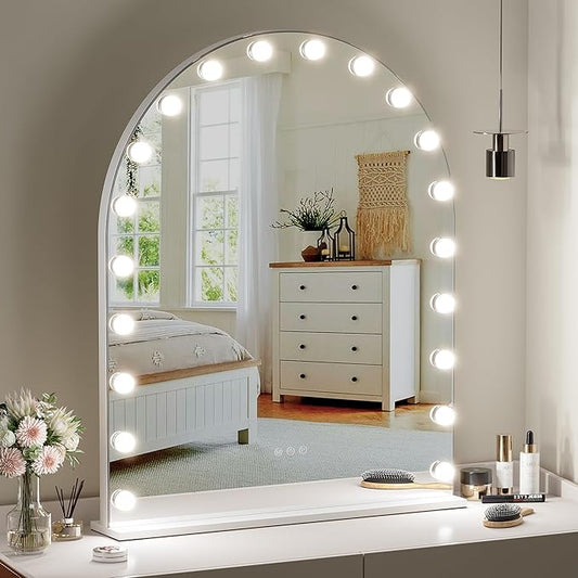 ZL ZELing Vanity Mirror with Lights Makeup Mirror with Lights 20 Dimmable Bulbs Hollywood Lighted Makeup Mirror 3 Color Lighting Modes Wall Mount/Tabletop