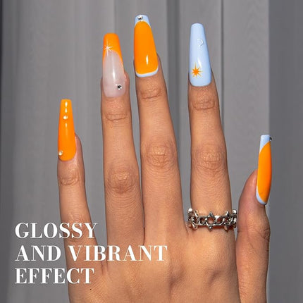 MelodySusie Orange Gel Nail Polish,0.5fl oz Bright Orange Nails Soak Off UV LED Neon Orange Gel Polish Gift for Women Nail Art Manicure Salon DIY Nail Design Decoration at Home-524-A2503