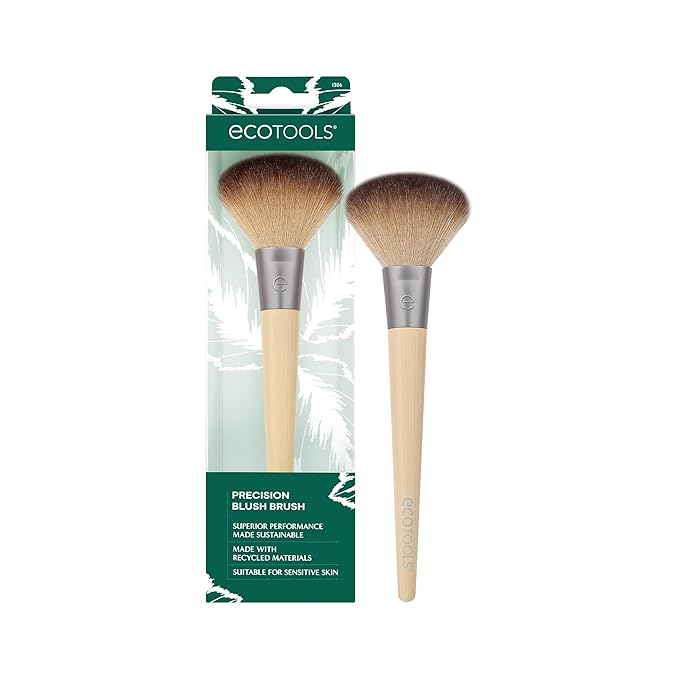 EcoTools Precision Blush Makeup Brush, Cheek Blush Brush, For Loose or Pressed Powder, Also Works With Bronzer, Eco-Friendly Face Makeup Brush, Vegan & Cruelty-Free, Synthetic Bristles, 1 Count