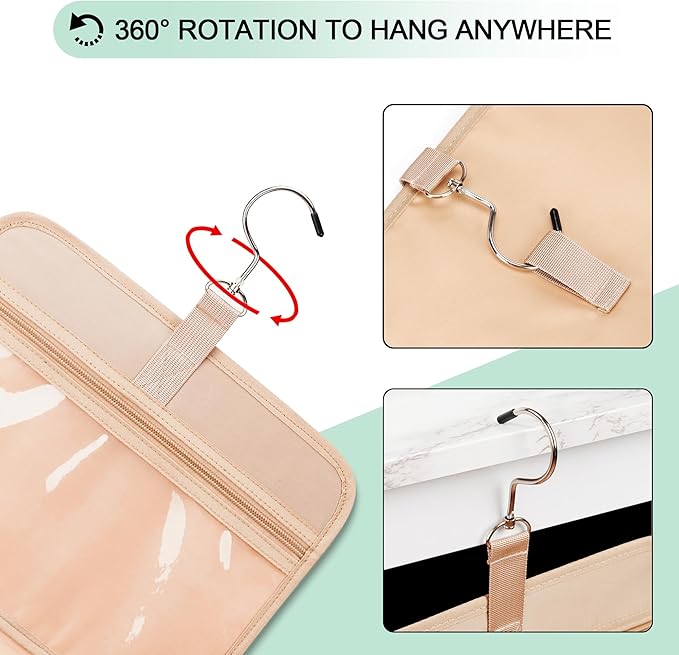 Travel Hanging Toiletry Bag for Women, Cruise Ship Essentials, with Jewelry Organizer, Extra Large Makeup Dopp Kit, Waterproof Cosmetic Bags, Toiletries Kit Set with Trolley Belt, Green