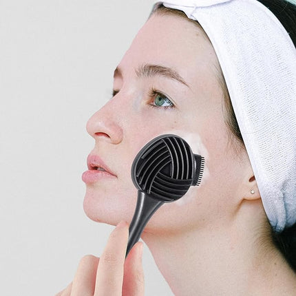 4 Pack Silicone Facial Cleansing Brush 4 in 1, Silicone Face Exfoliating Wash Scrub Brush Dual Face Double-Ended for Face Skincare and Massage (Black)