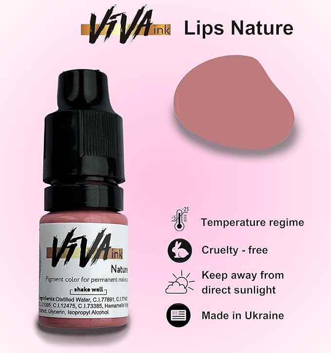 Lip Pigment – Nature – Permanent Lip Makeup – Microblading Ink for Durable and Colorful Lips – Long Lasting Color Lip Cosmetics (0.2 oz)