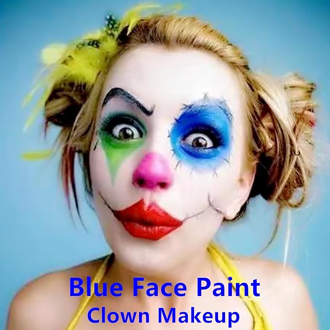 Go Ho 6 Colors Face Body Paint for Halloween Makeup,White &Black &Red&Yellow&Green&Royal Blue Face Paint,Waterproof Professional USA Flag Face Painting,Halloween Cosplay SFX Makeup Palette