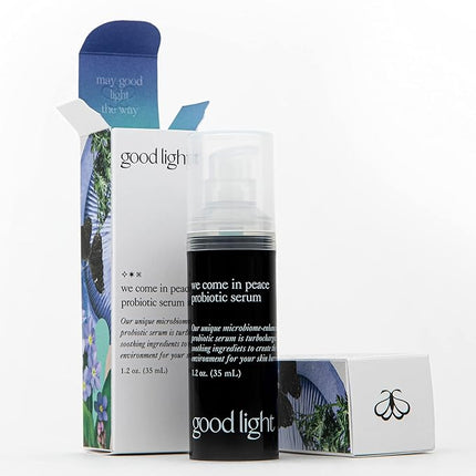 good light We Come in Peace Microbiome Serum. Brightening Face Serum with Probiotic Extract, Bakuchiol, & Blue Tansy. Hydrating, Soothing, Anti Aging, Dark Spot Treatment (1.2 fl oz)